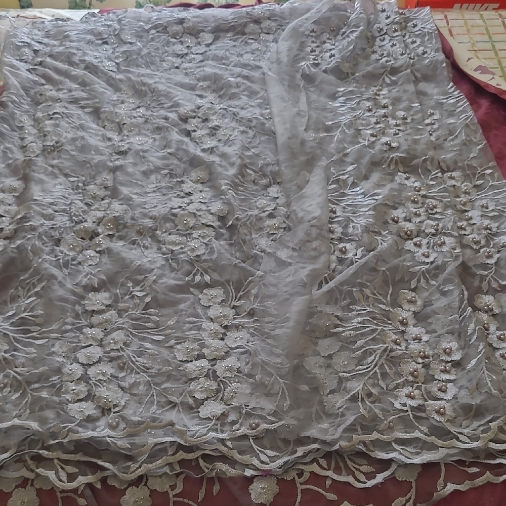 Custom Make Your Chrismas Outfit with Elegant Floral Mesh Embroidered Lace